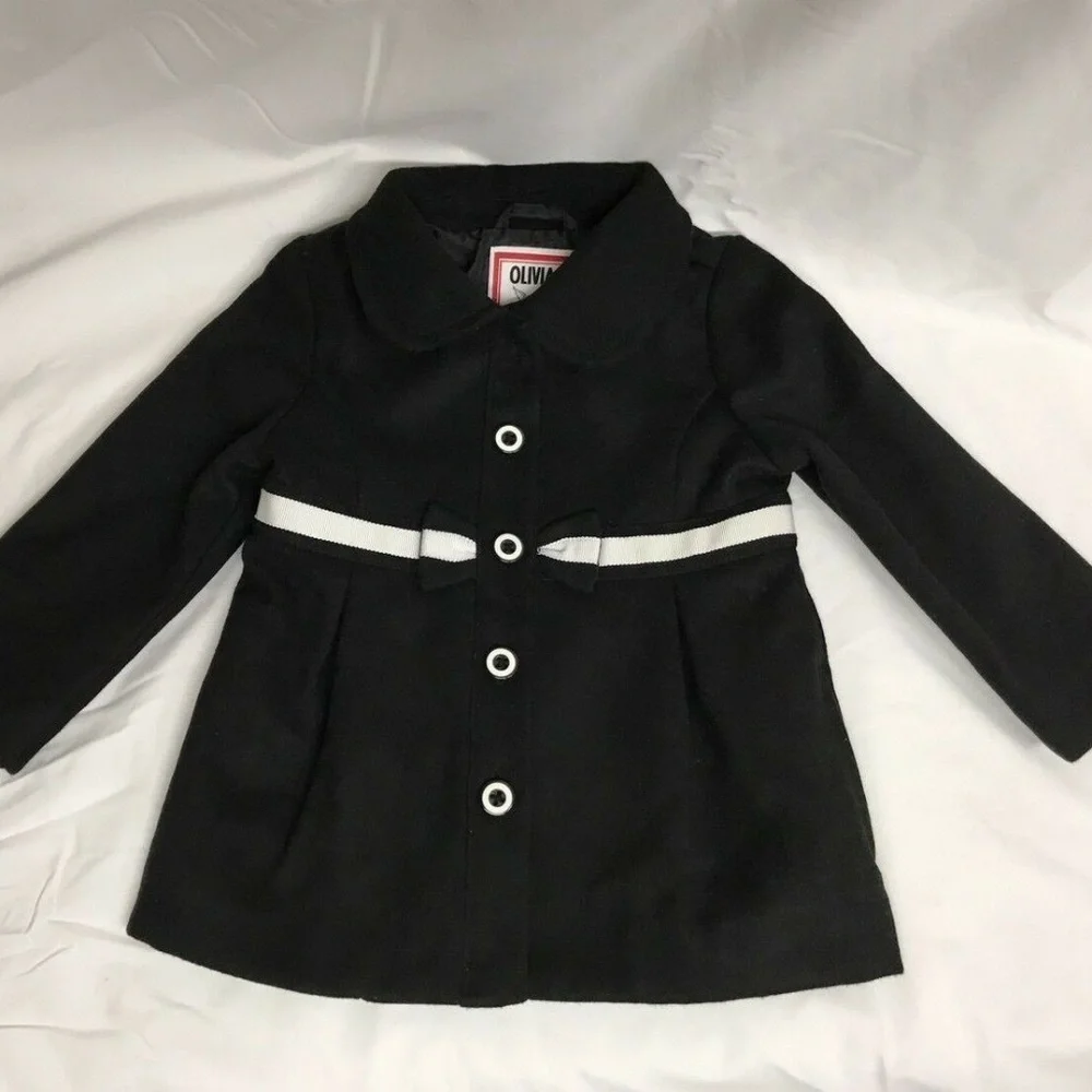 Gymboree Pea Coat Baby Girls‎ 12-18 Mo Black Bow Jacket NWT